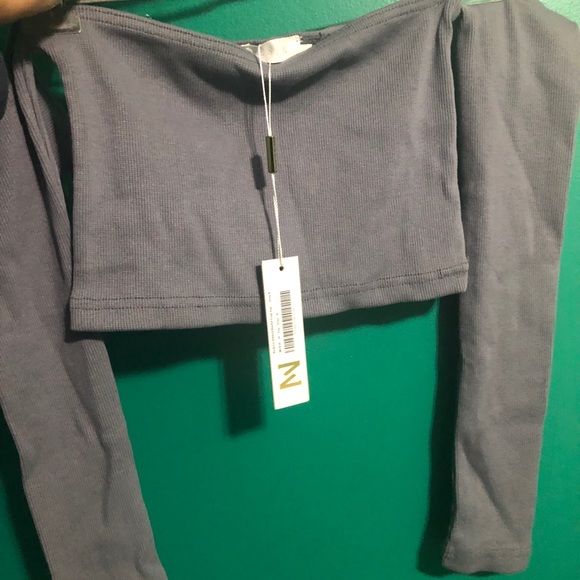 Meshki ribbed Bardot crop top - Picture 2 of 3